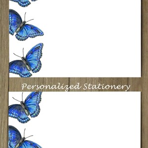 Blue Butterfly Stationery -flat Note Cards and Envelopes - Etsy