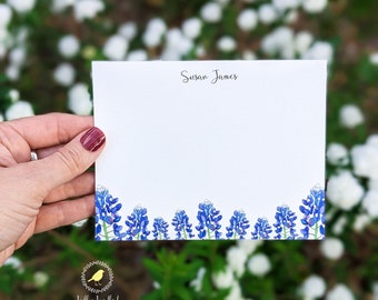 Field of Bluebonnets - Cards and Envelopes Only - Personalized or Blank Stationery Flat Note Cards and Envelopes
