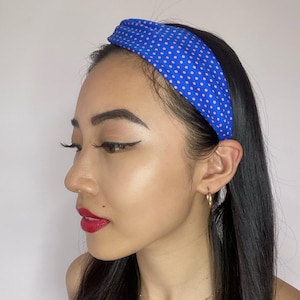 100% silk headband,Vintage polka dots satin headband headscarf for small head