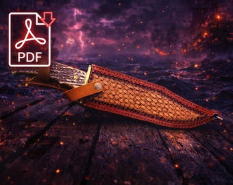 PDF Digital Leather Pattern – Bowie Knife Sheath – Hand-Cut Leatherwork – Pattern Only