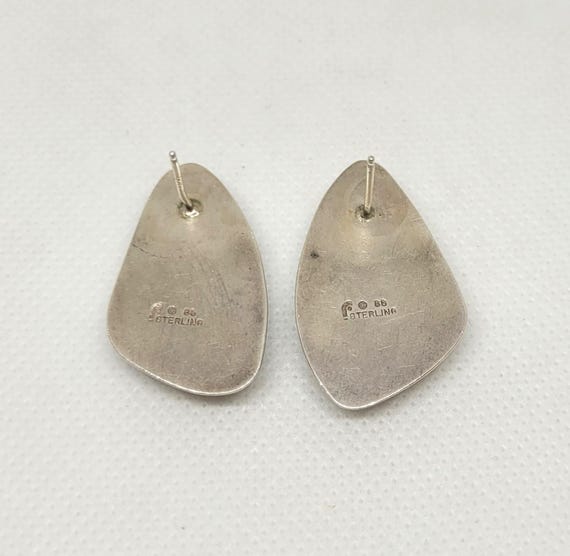 Sterling Silver Multi-Colored Inlay Friction Post… - image 4