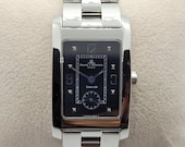 Baume Mercier Hampton Tank Watch, Hampton MV045063, Tiffany Co. Quartz, Chronograph, Black 24mm by 30 mm Case 18 mm width Bracelet