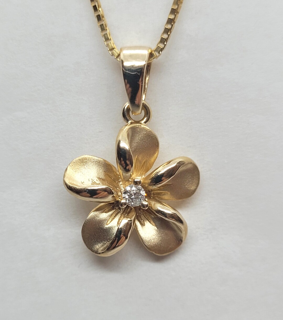 14K Yellow Gold Plumeria Flower Pendant – Island by Koa Nani