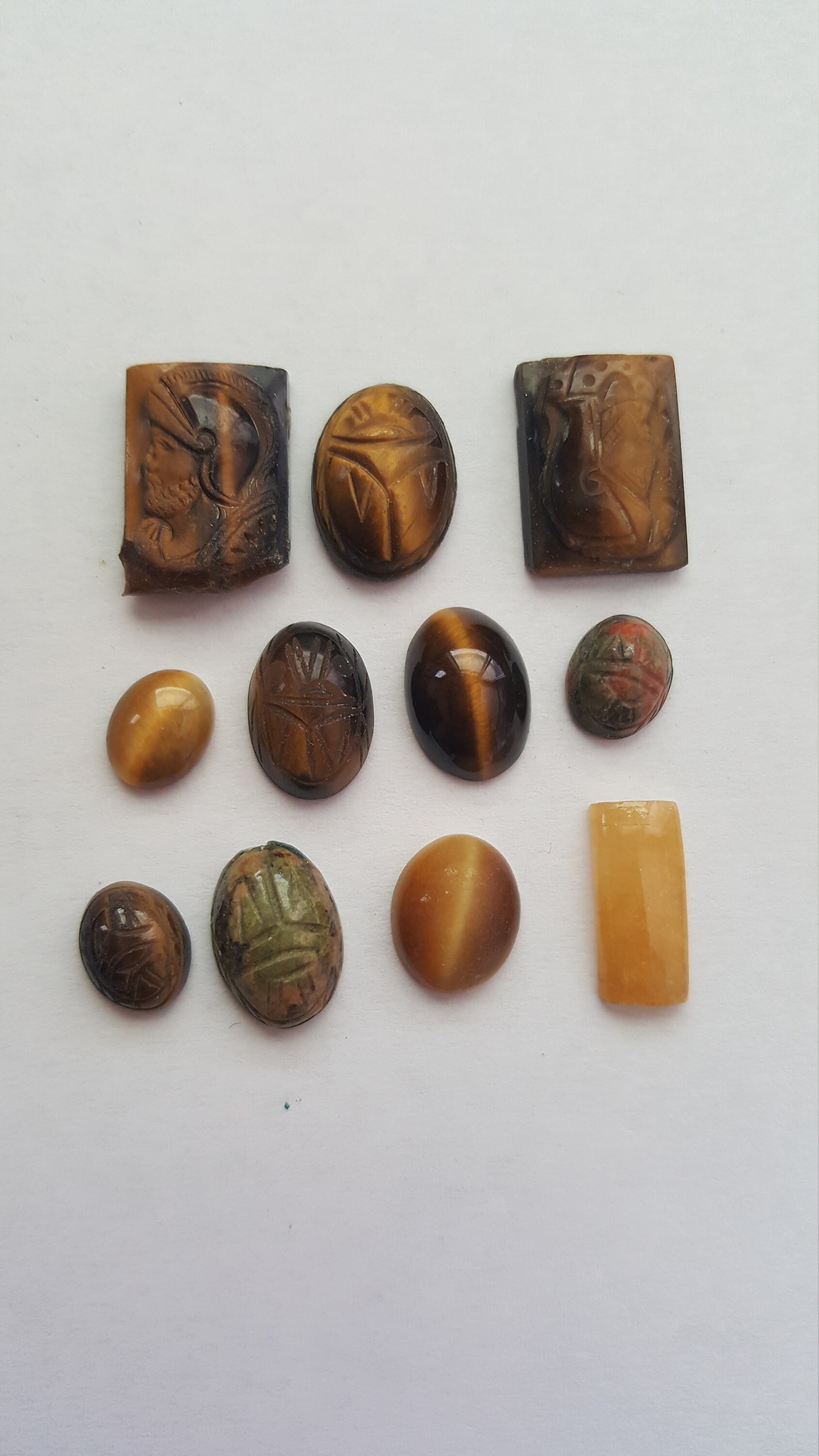 Tigers Eye Lot, Carved Cabochon Gemstone, Varies Sizes, Perfect for DIY Jewelry Making, Custom Jewelry Creation