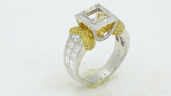 Platin Und 18kt Gelbgold Unsichtbare Prinzessin Geschnitten Etsy