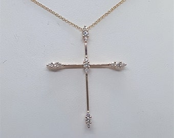 18kt Yellow Gold .20cttw Diamond Cross Pendant & Chain 18 1.25 in x 1.5 in