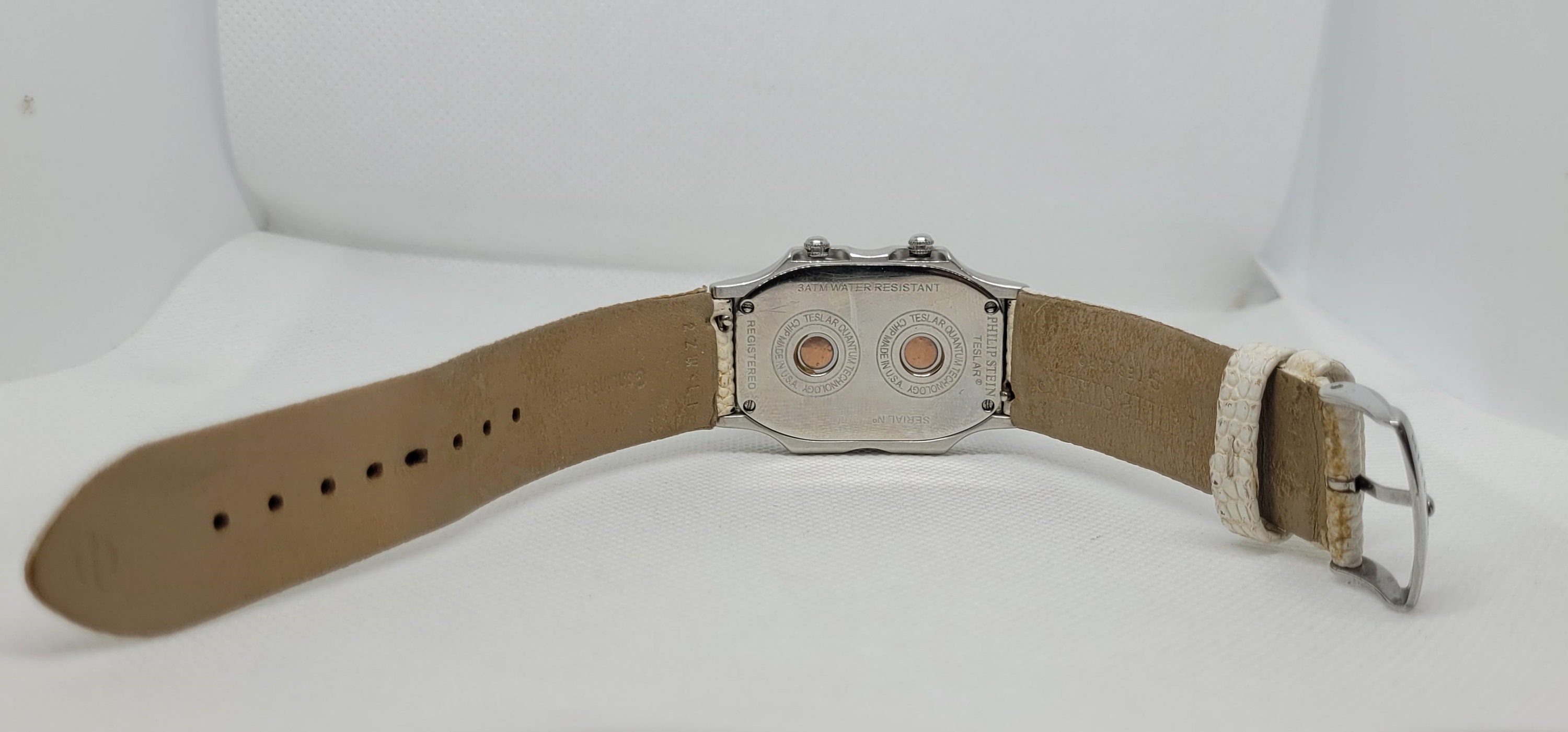 Buy Philip Stein Dual Face Watch, White Leather Band, Teslar