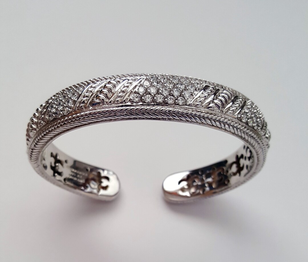 Judith Ripka Silver Cubic Zirconia Cuff Bracelet Excellent Etsy