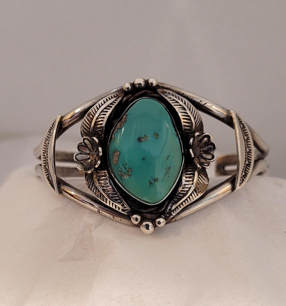 Native American Frank Atencio Vintage Santo Domingo Turquoise Sterling Silver Bracelet Native American Frank Atencio Vintage Santo Domingo Turquoise Sterling Silver Bracelet