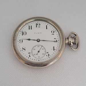 Elgin 52mm 1906 Pocket Watch, 17 Jewel Fully Serviced 90-Day Warranty, Elgin National Watch Co. Serial 12195791, 95.8 Grams