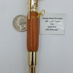 Cartridge Pen 24kt yellow gold plated wood bullet