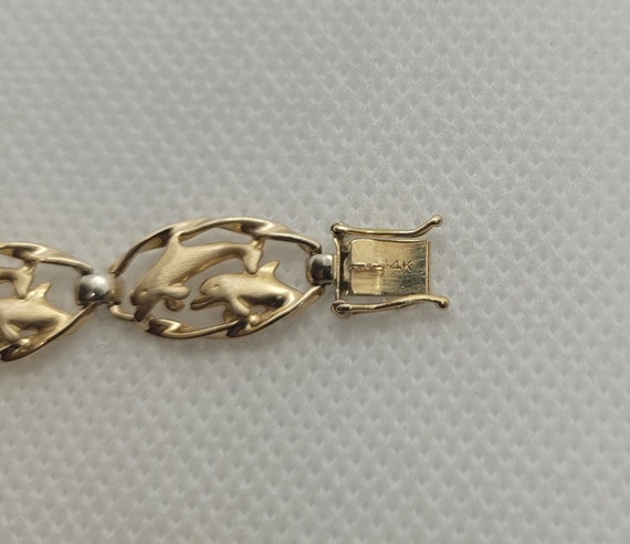 14kt Two Tone Gold Dolphin Bracelet, 6.5 Inches, … - image 6