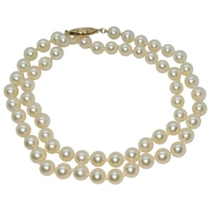 Cultured White Pearl Strand 18-inch, 14kt Gold Clasp 6.5mm Pearls