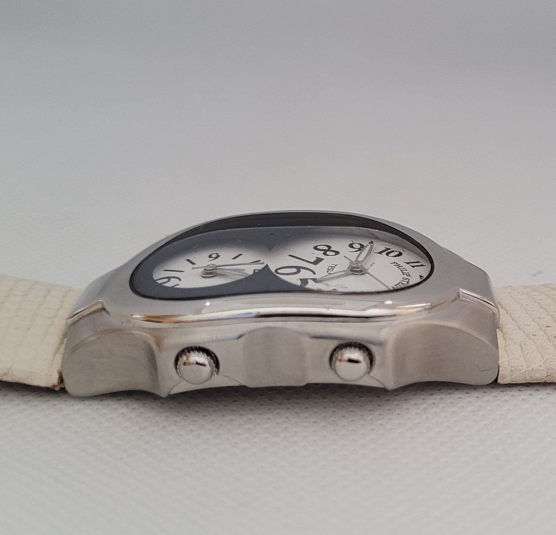 Buy Philip Stein Dual Face Watch, White Leather Band, Teslar