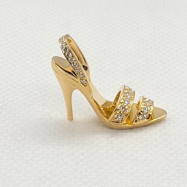 18kt Yellow Gold Diamond High-Heel Shoe Pendant, High Designer, .25cttw, 7 gr.