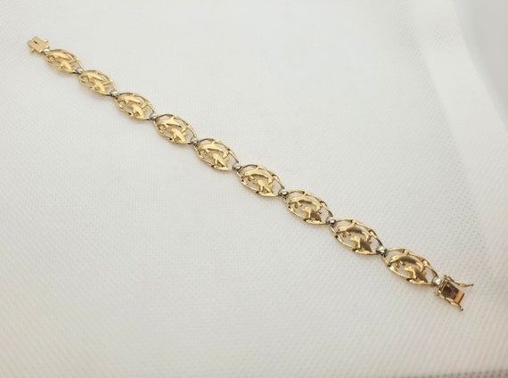 14kt Two Tone Gold Dolphin Bracelet, 6.5 Inches, … - image 1