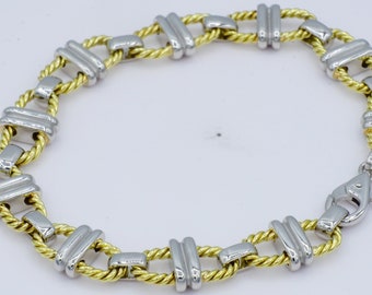 Platinum 18kt Yellow Gold Handmade Anchor Link Bracelet 47.1 Gr, 7.75 Inches