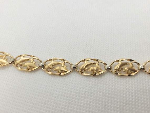 14kt Two Tone Gold Dolphin Bracelet, 6.5 Inches, … - image 5