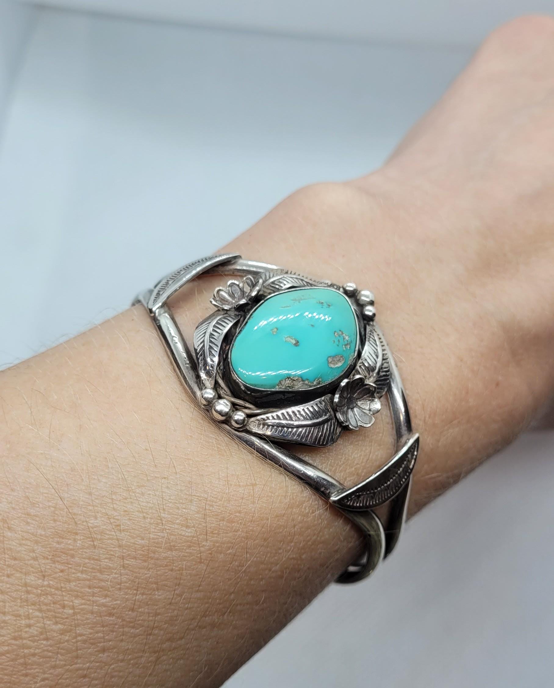Rare Turquoise Sterling Silver Cuff – Frank Atencio Navajo Jewelry