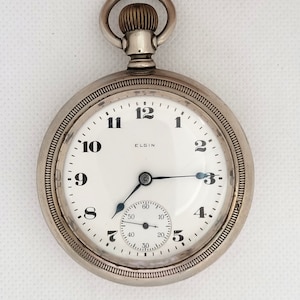 Elgin Pocket Watch Silverode Railroad Heavy 59mm Working 7 Jewel Year 1921