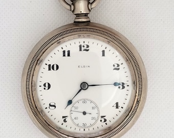 Elgin zakhorloge Silverode Railroad Heavy 59 mm, 7 juwelen, jaar 1921