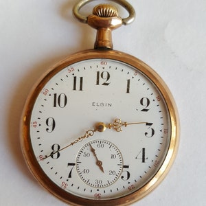 Elgin Pocketwatch, 7 jewel, 45mm case, Elgin GF, Elgin National Watch Co. USA, Chronograph, White Face, 1912