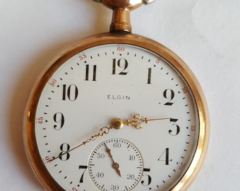 Elgin-zakhorloge uit 1912, 7 stenen, witte wijzerplaat, 45 mm gold filled kast