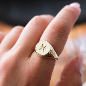 Gold Pisces Ring, Zodiac Signet Ring, Zodiac Rings, Zodiac Sign Rings, Astrology Rings, Horoscope Rings, Zodiac Jewelry, Star Sign Rings