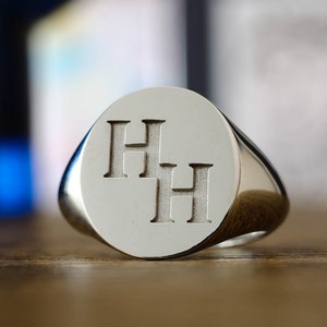 Silver Initial Signet Ring, Monogram Rings, Monogram Ring, Monogram Initial Ring, Sterling Silver Monogram Ring, Engraved Signet Ring, Ring