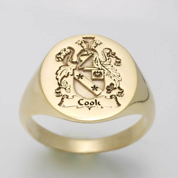 Anillo de sello de escudo familiar de oro, anillos familiares, anillo de sello de oro, anillo de escudo de armas, anillos de escudo familiar, anillos de sello de oro para hombres, anillo de cresta