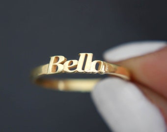 Gold Custom Name Rings, Personanalized Name Ring, Stacking Name Rings, Name Ring Gold, Children Name Ring, Personalised Rings, Gifts for Her