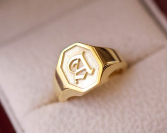 Initial Signet Ring Gold, Gold Signet Ring, Initial Ring, Custom Signet Ring, Gold Signet Ring Ladies, Engraved Signet Ring, Signet Ring