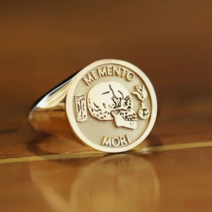 Memento Mori Goldring, Memento Mori Ring, Memento Mori Schmuck, Memento Mori Siegelring, Stoizismus Ring, stoischer Schmuck, täglicher stoischer Ring