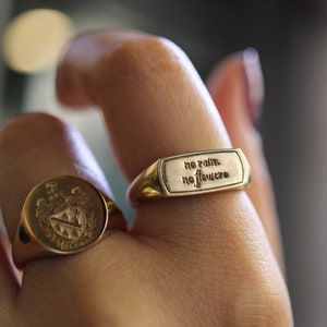 Gold Quote Signet Ring, Inspirational Jewelry, Custom Signet Ring, Womens Signet Ring, Gold Signet Ring, Engraved Signet Ring, Quote Jewelry