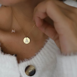Pave Diamond Initial Necklace, Diamond Initial Pendant, Diamond Letter Pendant, Initial Diamond Necklace, Diamond Letter Necklace
