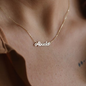 Gold Abuela Necklace, Abuela Necklace, 9ct Gold Name Necklace, 14k Gold Name Necklace, Personalized Gold Necklace, Real Gold Name Necklace