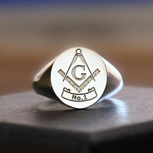 White Gold Masonic Ring, Gold Masonic Ring, Masonic Signet Ring, Freemason Signet Ring, Gold Freemason Ring, 10k Gold 14k Gold Masonic Ring
