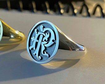 Mens engraved shop signet ring