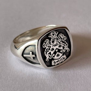 Coat of Arms Signet Ring, Family Crest Rings, Family Crest Signet Ring ...