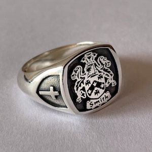 Coat of Arms Signet Ring, Family Crest Rings, Family Crest Signet Ring, Custom Signet Ring, Crest Ring, Family Rings, Mens Signet Ring, Ring