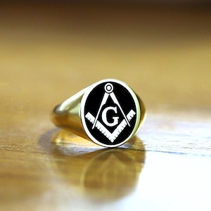 10ct Gold Freemason Ring, 10k Gold Masonic Ring, Gold Masonic Ring, 14k Gold Masonic Ring, Free Mason Ring Gold, Masonic Signet Ring