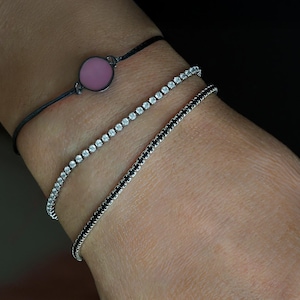 Black Tennis Bracelet, 3mm Dainty Black Tennis Bracelet, Minimalist Black CZ Bracelet, Black Zirconia Bracelet, Black Zirconia Bracelet