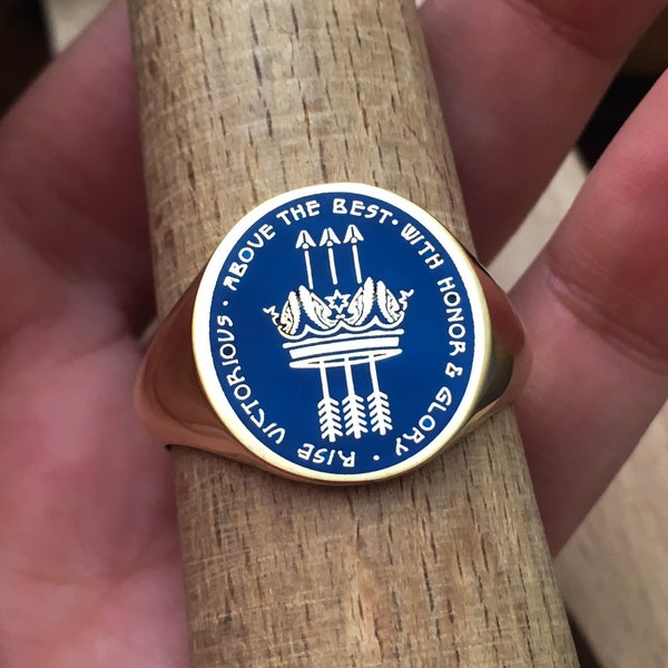 Blue Enamel Mens Ring Etsy