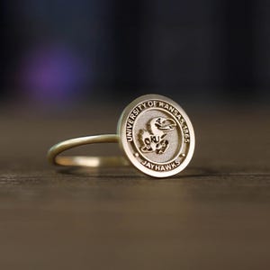 Dainty Gold Class Ring for Her, Custom College Graduation Gift, Minimalist Gold Class Ring for Women, Solid Gold Grad Jewelry
