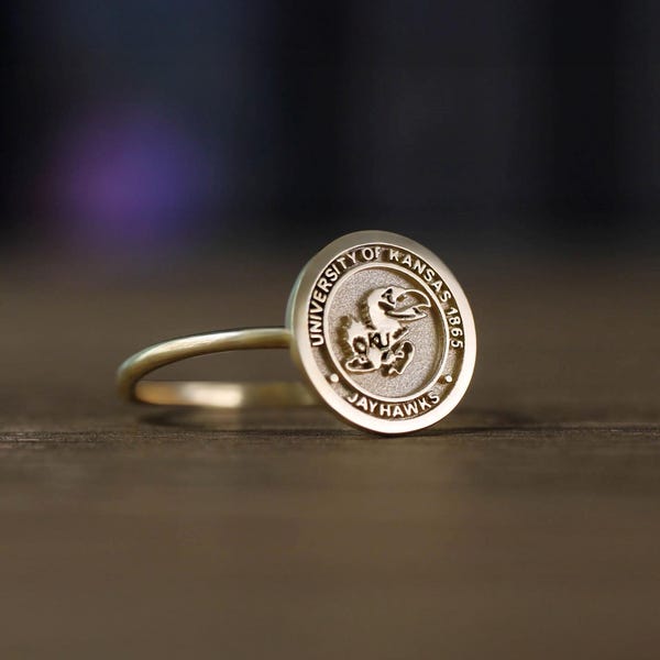 Dainty Gold Class Ring for Her, Custom College Graduation Gift, Minimalist Gold Class Ring for Women, Solid Gold Grad Jewelry