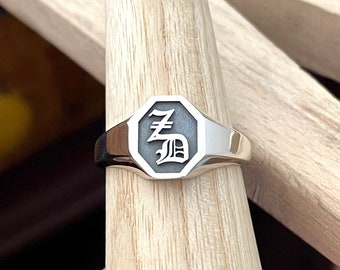 Initial Signet Ring, Initial Engraved Signet Ring, Custom Signet Ring, Silver Signet Ring, Sterling Silver Signet Ring, Engraved Signet Ring