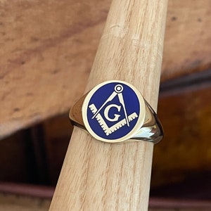 Gold Masonic Rings, Blue Enamel Masonic Ring, Freemason Ring, Masonic Rings, Master Mason Rings, Gold Masonic Rings, 10k Gold Masonic Rings