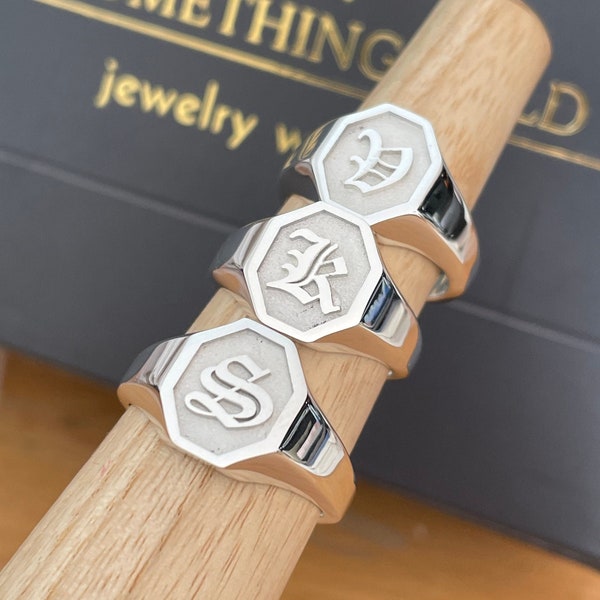 Initial Signet Ring, Custom Signet Ring, Silver Signet Ring, Initial Engraved Signet Ring, Sterling Silver Signet Ring, Engraved Signet Ring