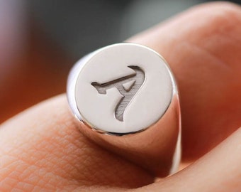 Initial Engraved Pinky Signet Ring, Signet Ring, Initial Rings, Pinky Ring, Pinky Rings Women, Pinky Finger Ring, Little Finger Ring,