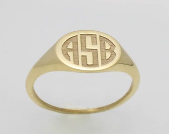 Gold Monogram Ring, Personalized Engraved Rings, Monogram Signet Ring, Personalized Rings, Custom Signet Ring, Personalized Signet Ring